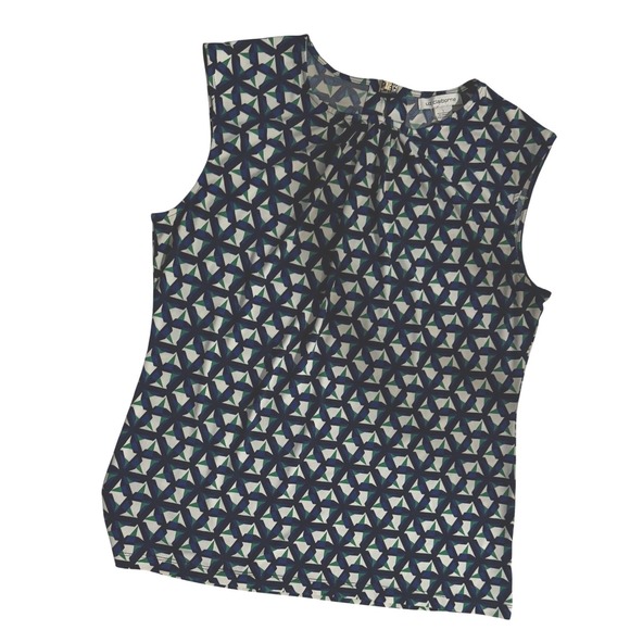 Liz Claiborne Tops - Liz Claiborne Blouse Women L Blue Green EUC Geometric Sleeveless Shell